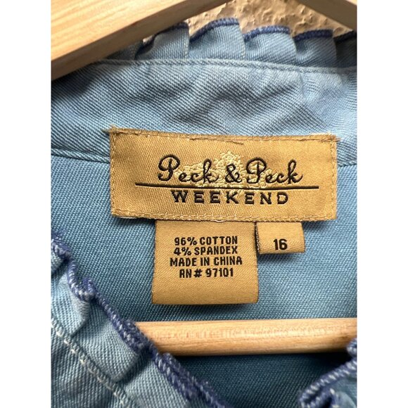 Peck & Peck Weekend Blue Trucker Style Jacket with Ruffle Trim - Picture 8 of 11